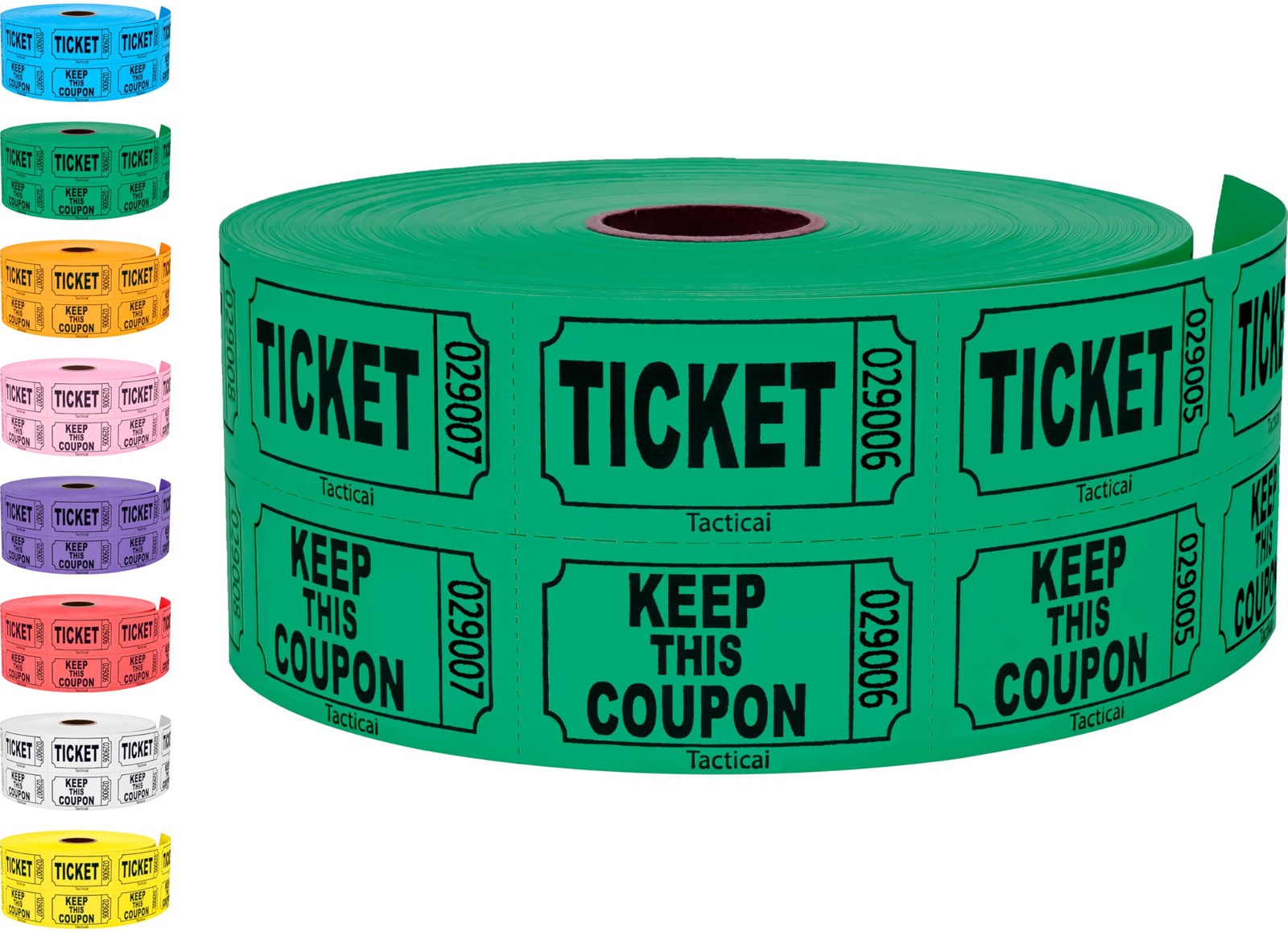 1000 Raffle Tickets Green Double Roll Entry Event Fundraiser Prize Party Tool