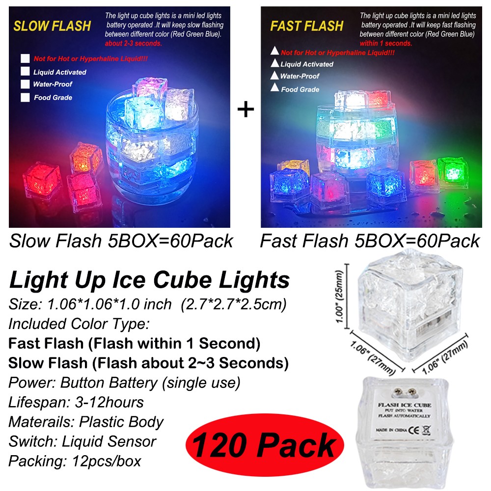 Fast and Slow Flashing Ice Cube Lights, Novelty Gift Party Supplies Xmas Decor