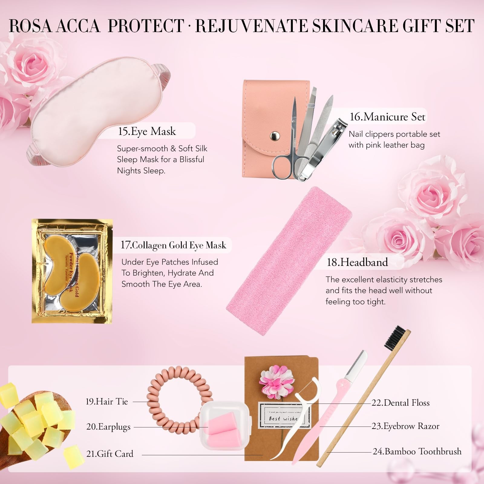 Mother’s Day Gift, Spa Gifts 28pcs Rose Facial Skin Care Set for Wo… Fast Ship