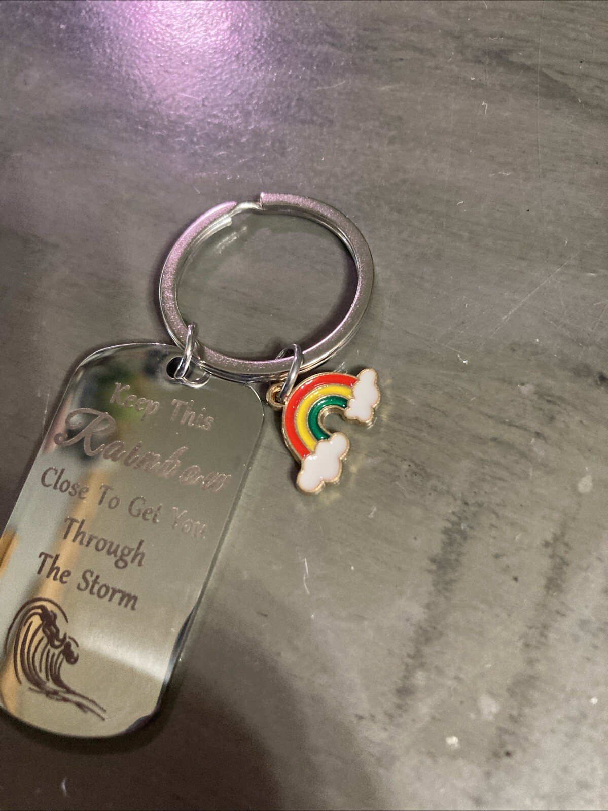 Keep This Rainbow Close To Get You Through The Storm Key Chain/Ring Hope Gift