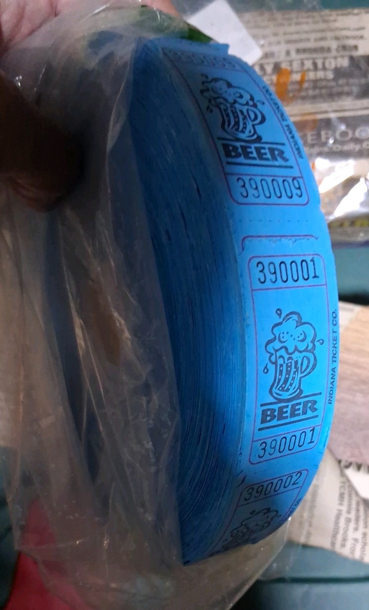 Smile Face Tickets Roll of 2000 Single Stub and 2000 blue beer tickets numbered
