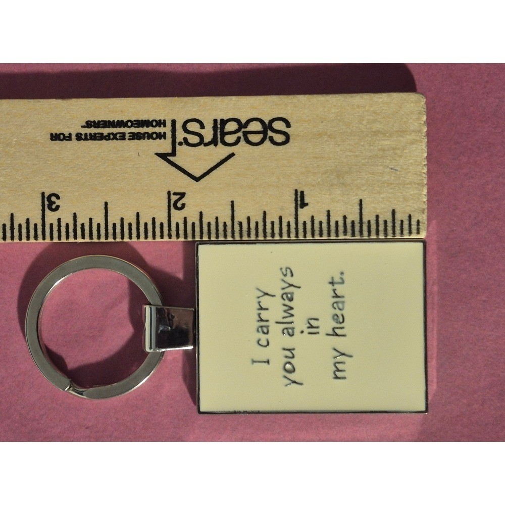 Hallmark I Carry You Always In My Heart Photo Key Chain Cream Metal Frame