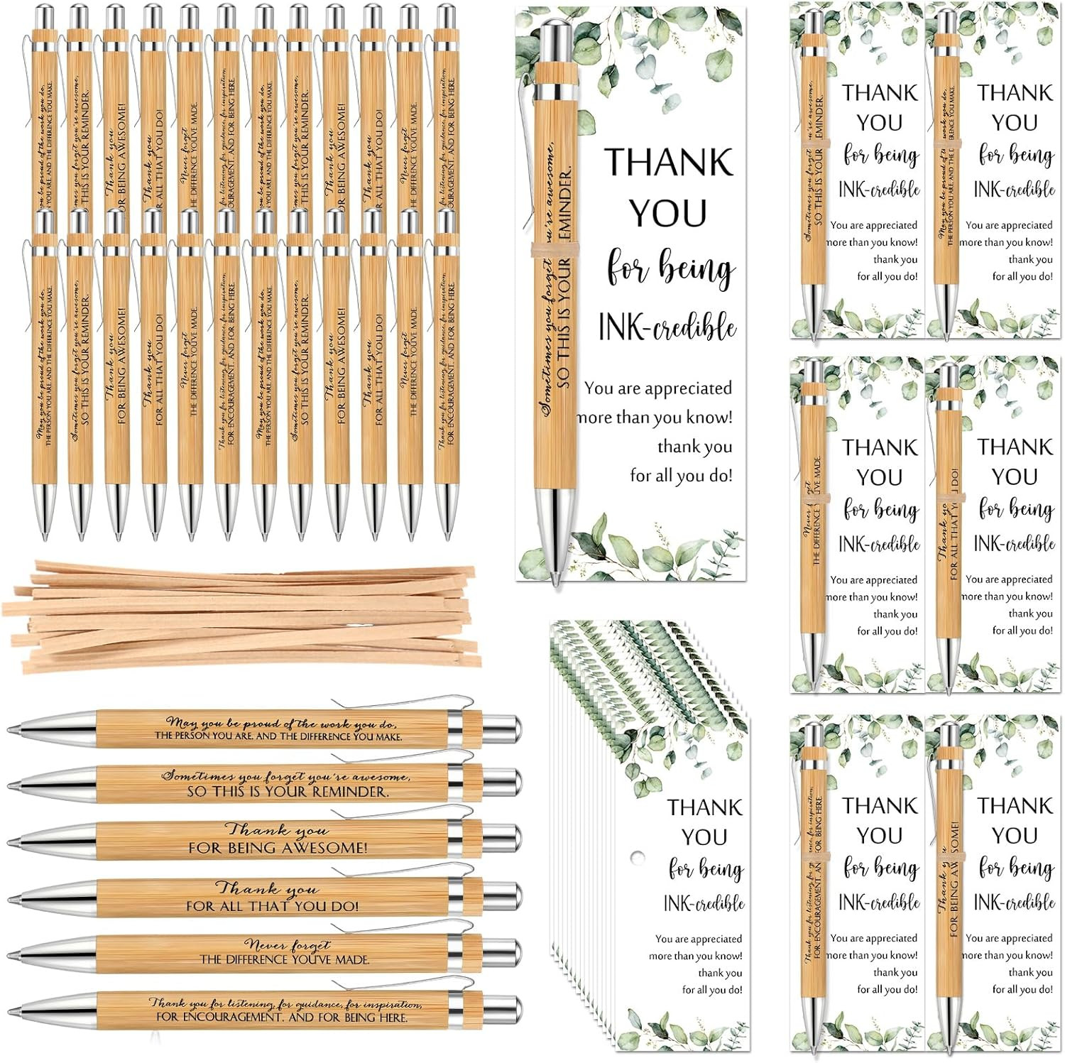 36 Sets Employee Appreciation Gift Bulk Thank You Office Inspirational Bamboo Pe