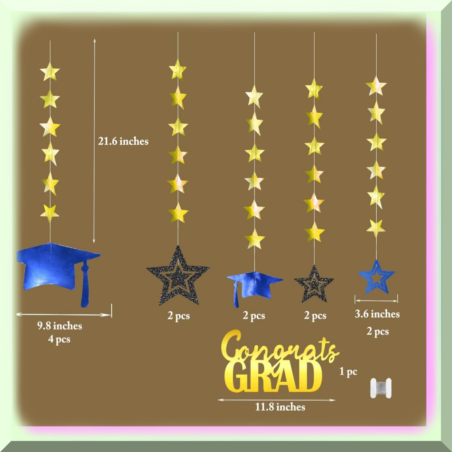 Graduation Party Decorations with Cap Banner and Streamers