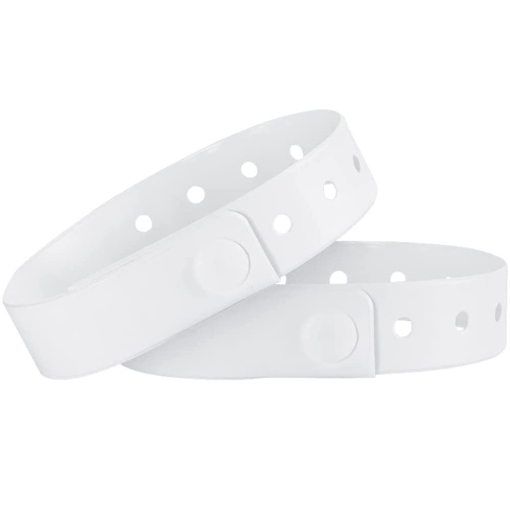 100 Pack White Plastic Wristbands for Events Concerts Pool Party Outdoor Sports