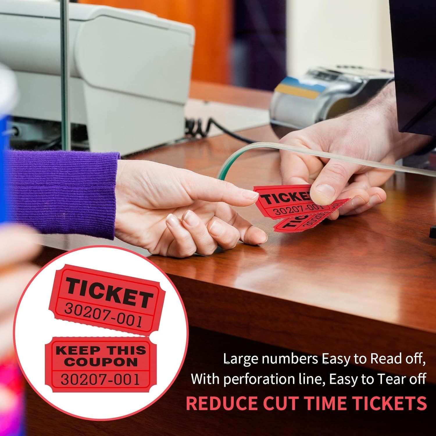 1000 Double Stub Raffle Tickets in Bright Red – Perfect for Events & Fundraising