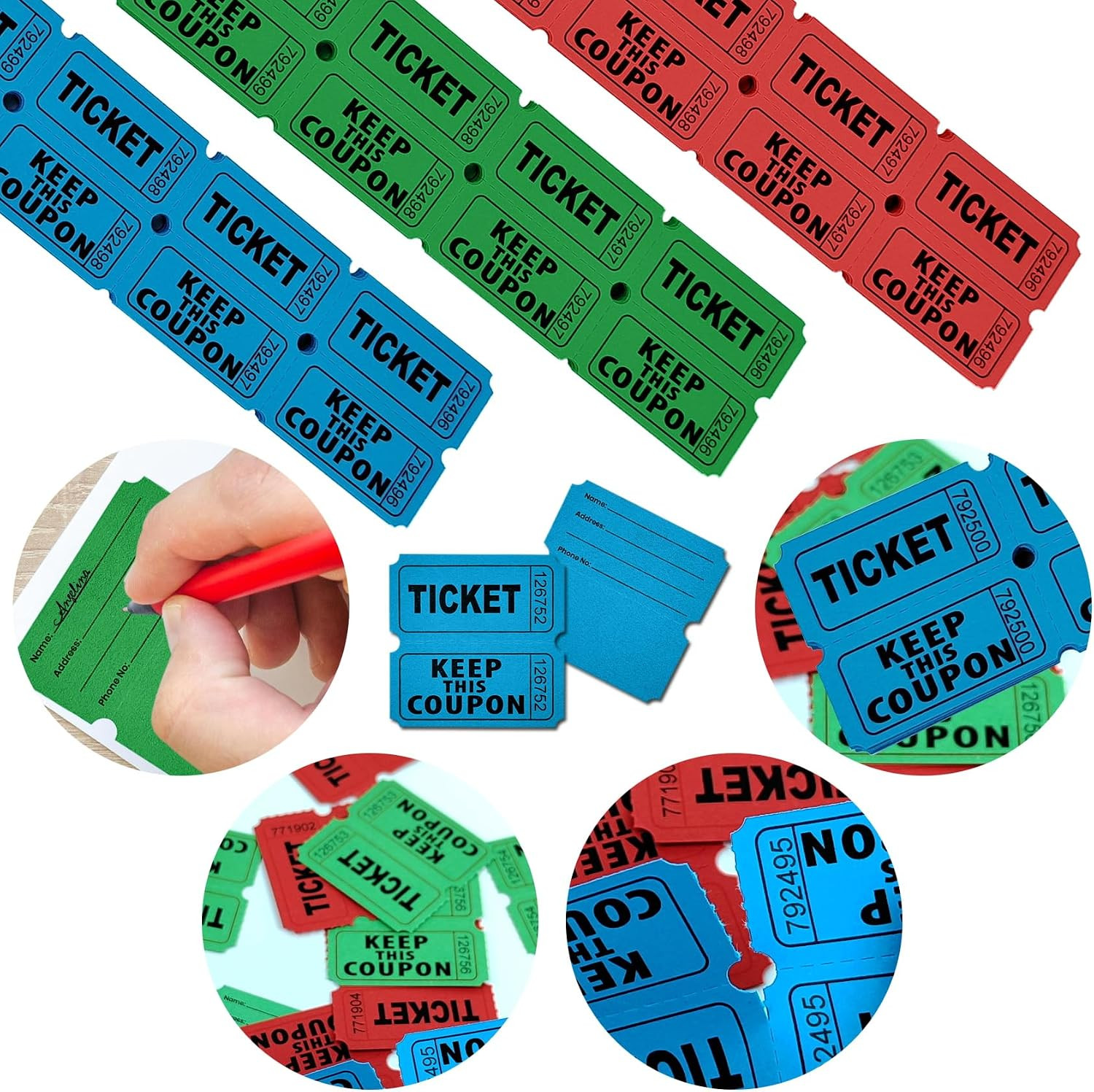 100 Green Raffle Tickets Double, 50/50 Raffle Tickets for Carnivals Events En…