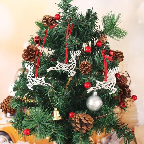 6PCS Christmas Ornament Metal Snowflake Ornament for Christmas Tree Reindeer,6