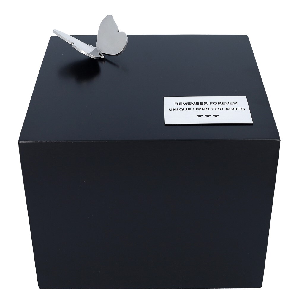 Box-shaped cremation urn Butterfly urn Box for ashes Decorative memorial casket