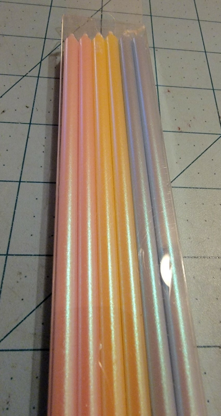 Spritz Brand: Pink, Yellow & Blue 12 Tall Candles w/ Holders, New With Free Ship