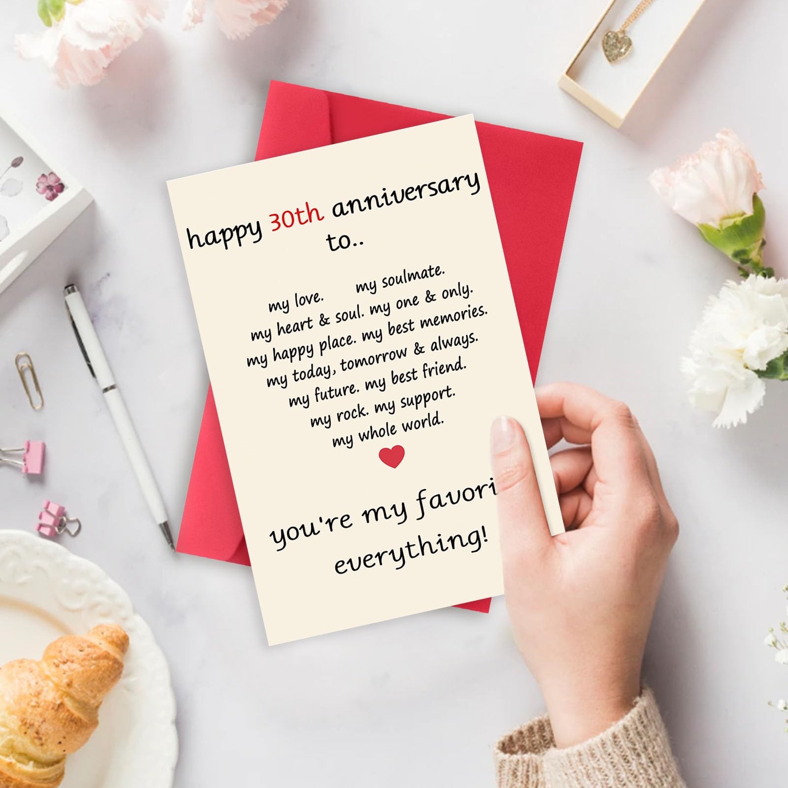 Asmallgf Sweet 30th Wedding Anniversary Card, Pearl Gift 8 x 5.3 inches,