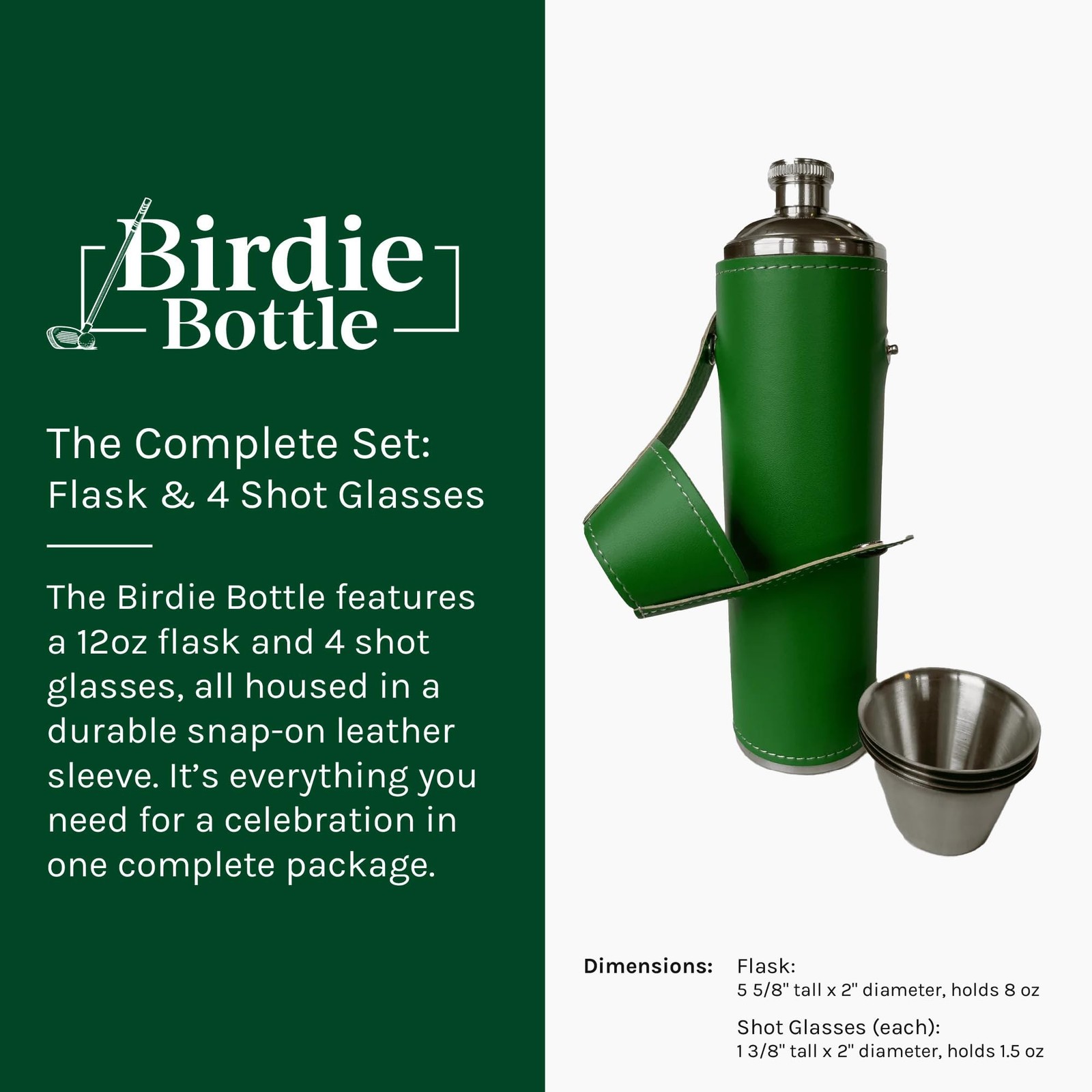 12oz Orange Flask with 4 Shot Glasses in Cap – Stainless Steel with Waterp