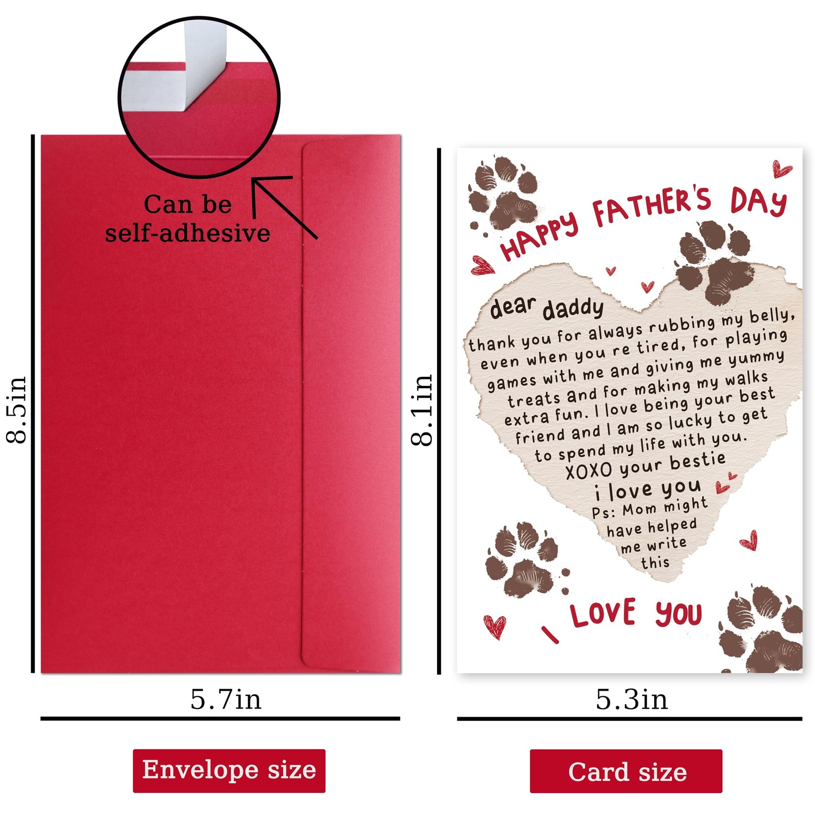 Cheeklee Father’s Day Card for Dog Dad, 8.1 x 5.3 inches, Happy Father’s