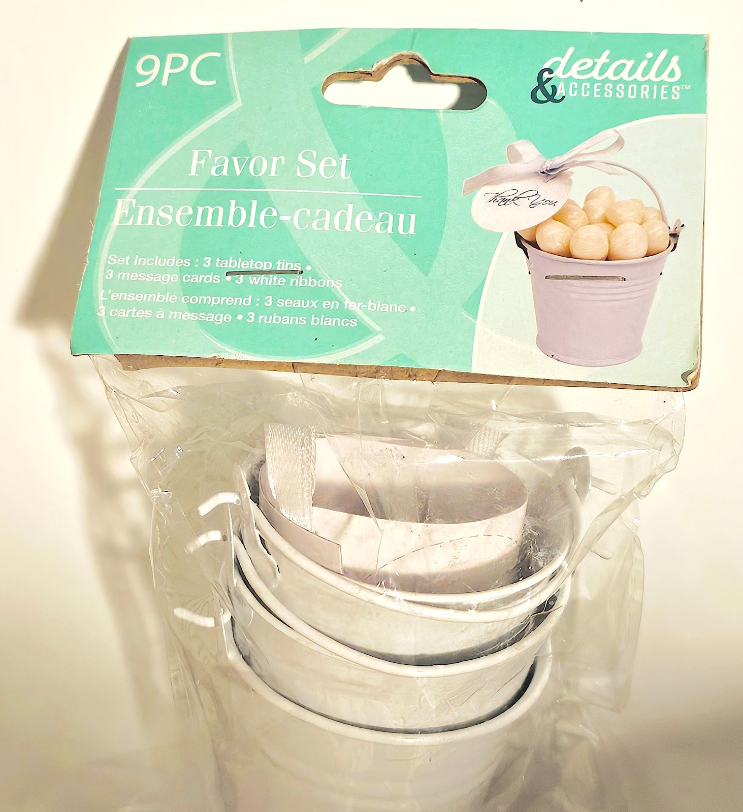 White Tin Pail Bucket with Handle, Set of 3 Party Favor, 6 Inch, Small Gifts
