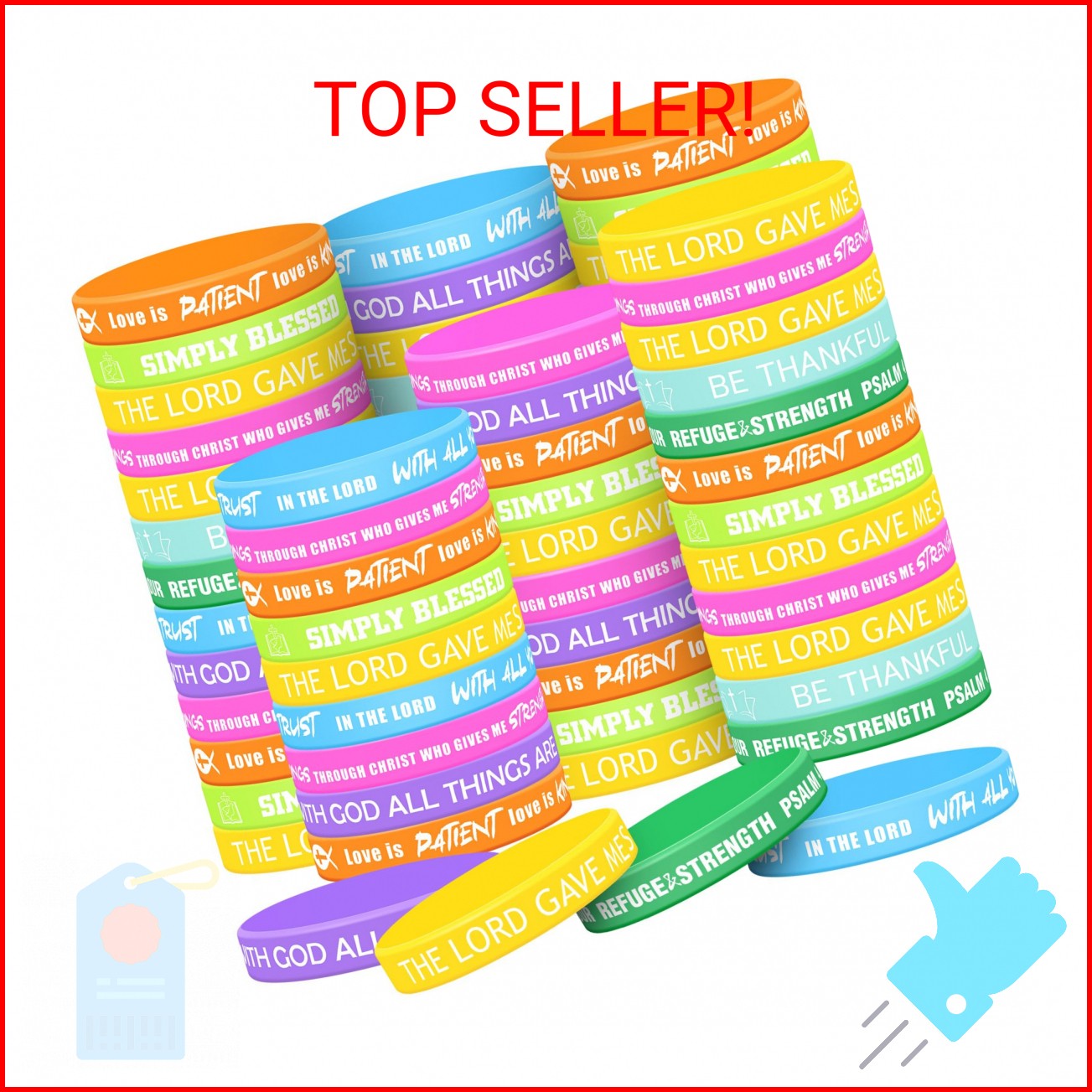 Syhood 200 Pcs Religious Silicone Bracelets Bulk Christian Scripture Rubber Bibl