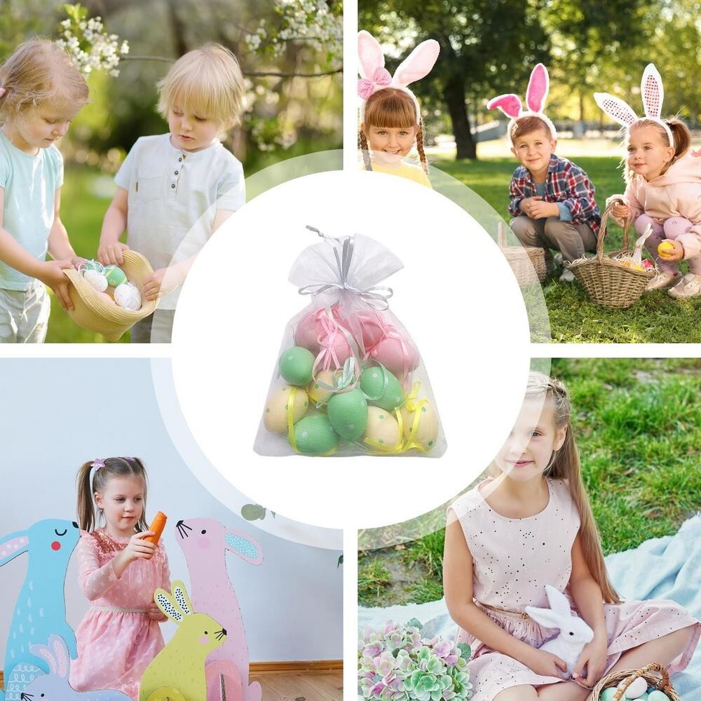 12PCS COLORFUL PLASTIC EASTER EGGS – HANGING ORNAMENTS, TREE & BASKET DECOR, PAR