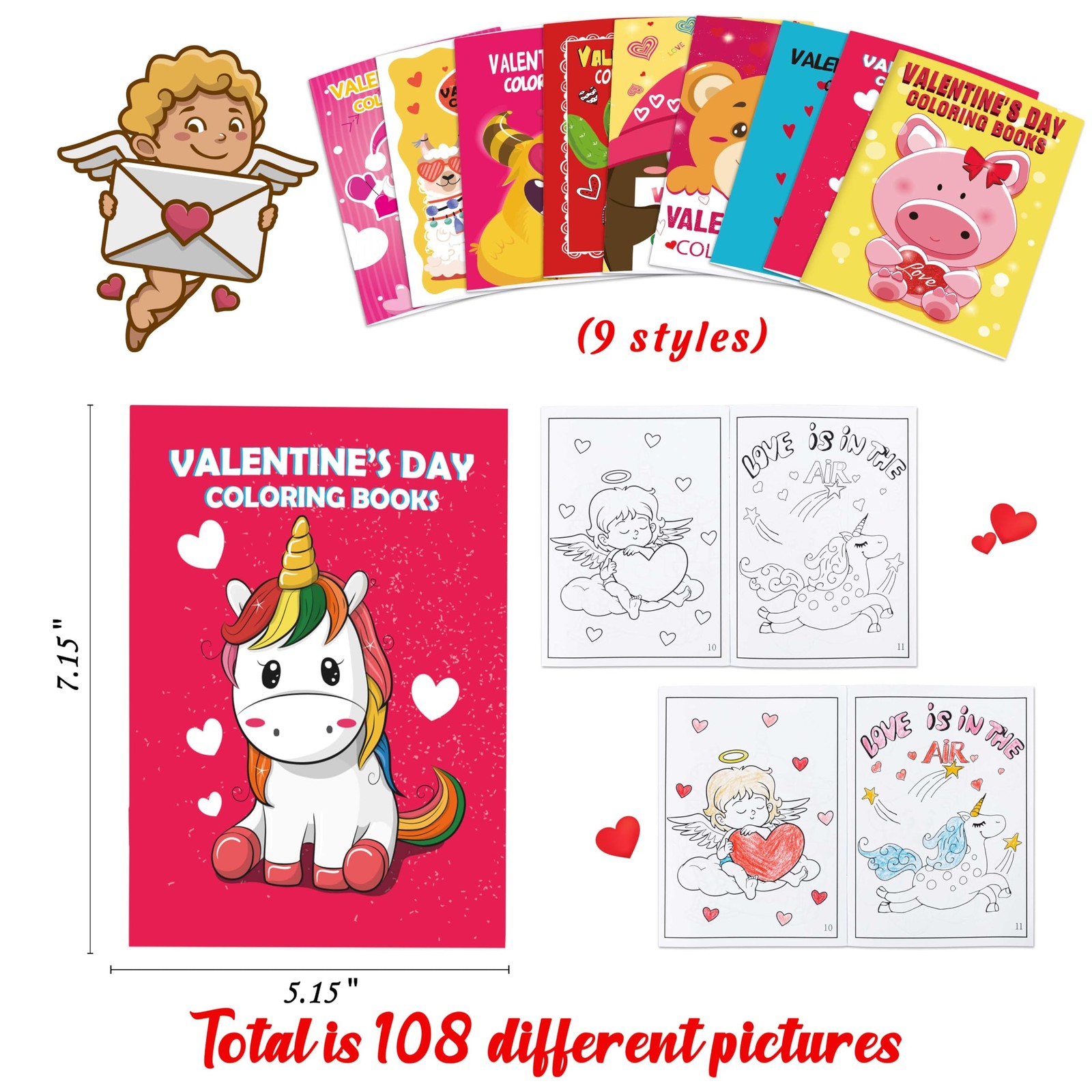 90shine 54PCS Valentine’s Day 5.1 x 7.1 inches, Red With Pink Accents