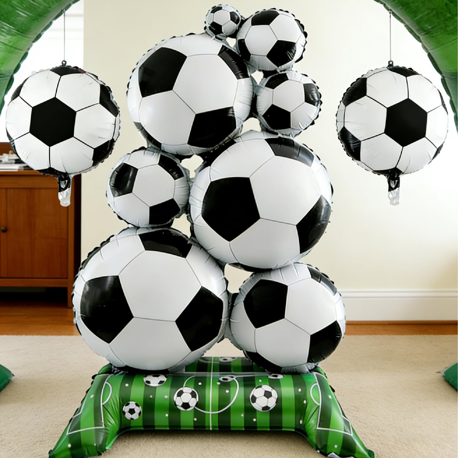 6-Piece Soccer Party Decorations – 32 inches x 59 inches, Black, White, Green