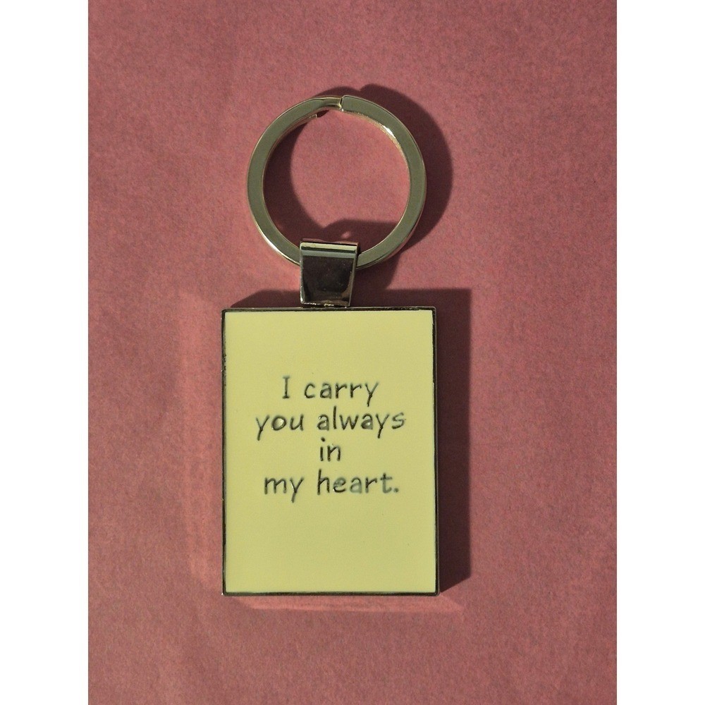 Hallmark I Carry You Always In My Heart Photo Key Chain Cream Metal Frame