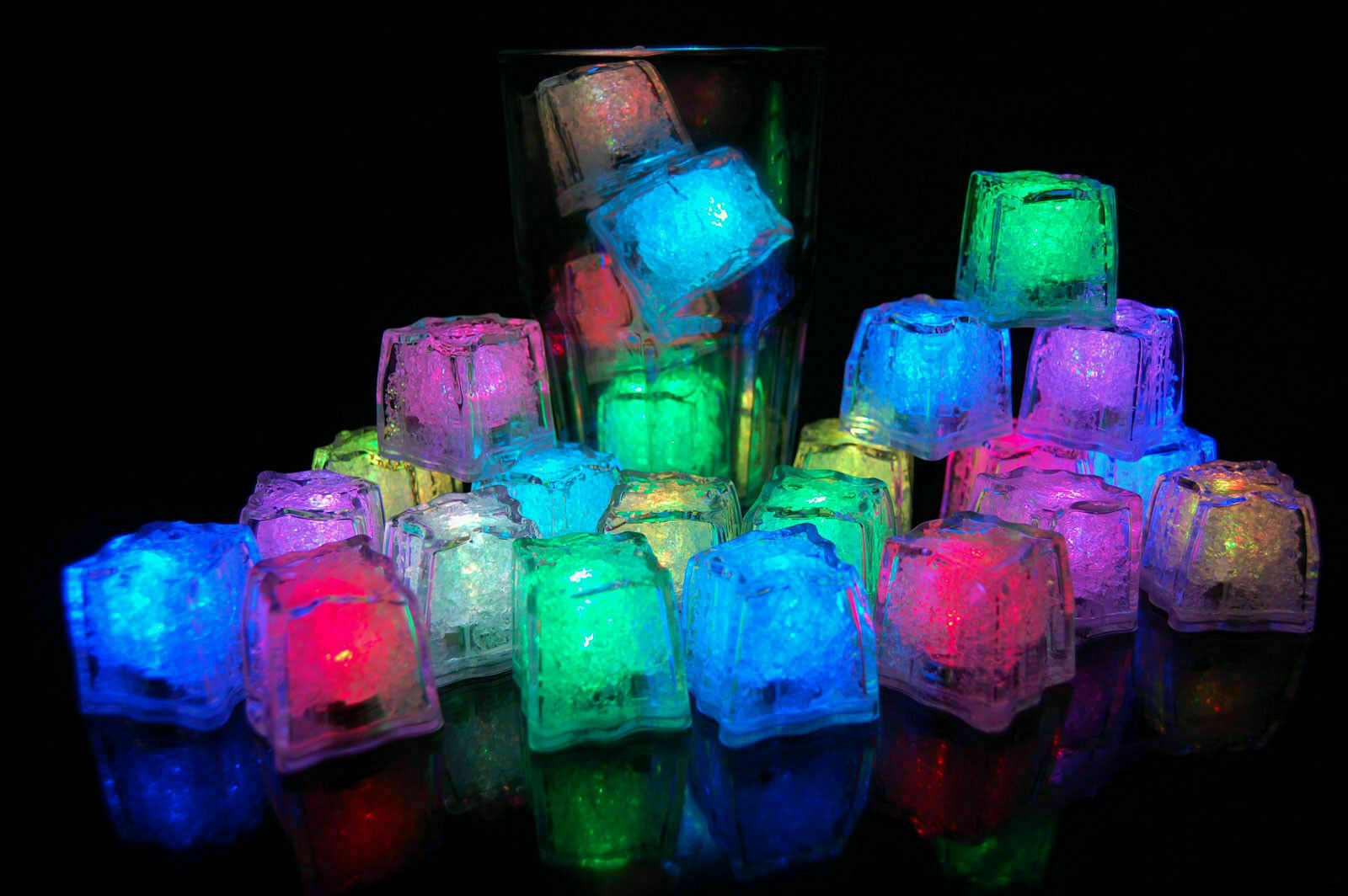 Light Up Ice Cube multi colors LED Glow Ice Cube ON/OFF -120 pack (10DZ)