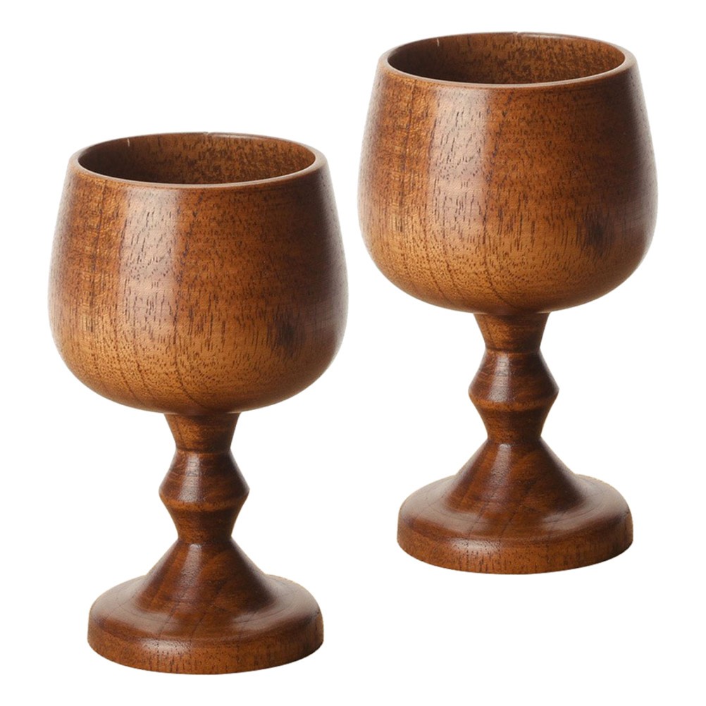 2 Pcs Wine Glasses Wood Goblet Mixed Drinkware Cocktail Wooden Cup