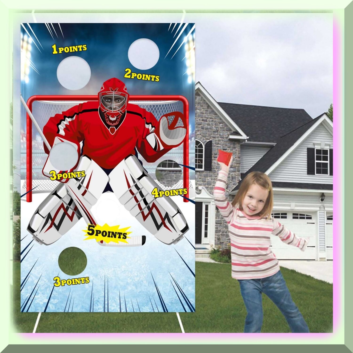Ice Hockey Toss Game Decorations Banner
