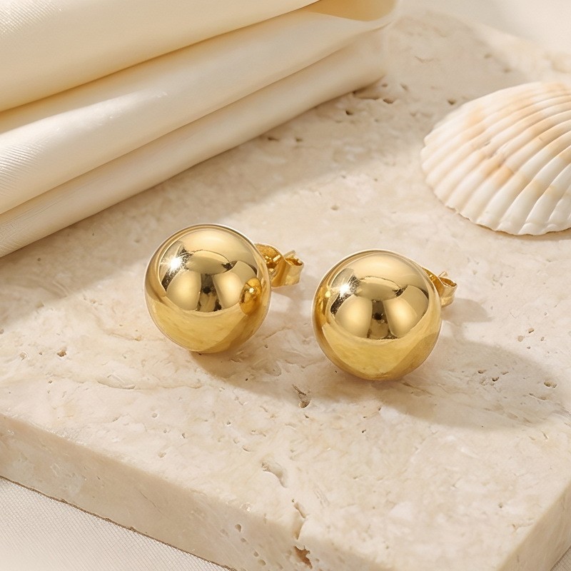 Stainless Steel Ball Stud Earrings Set – Multicolor Bead Earrings for Women Men