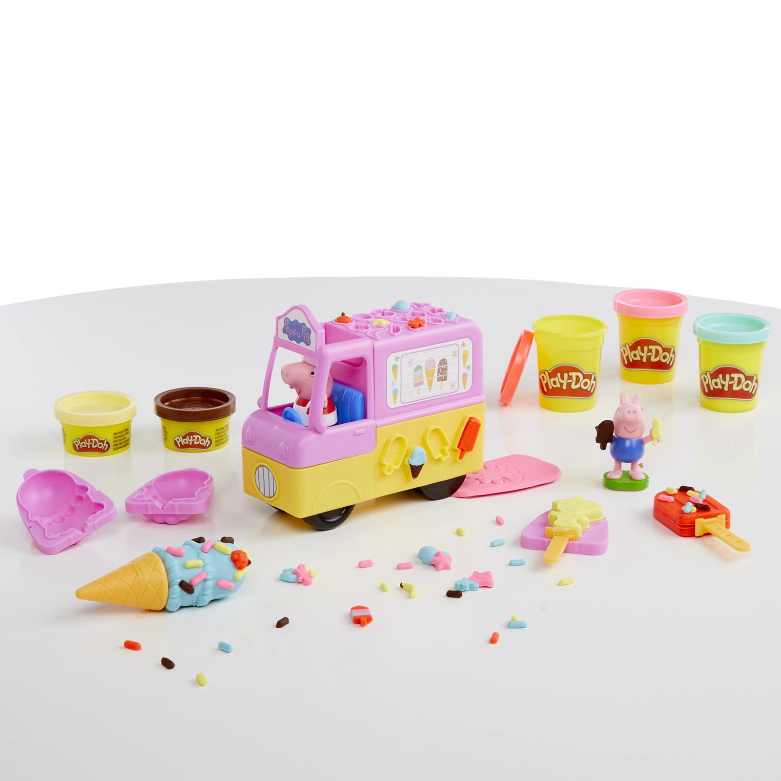 Play-Doh Peppas Ice Cream Playset with Ice Cream Truck, Peppa and George Figure