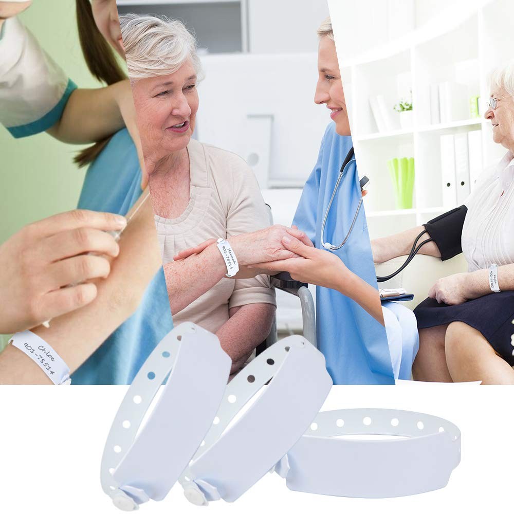 Wristall White Plastic Wristbands for Hospital 100 Pack, 1 * 10 imches,