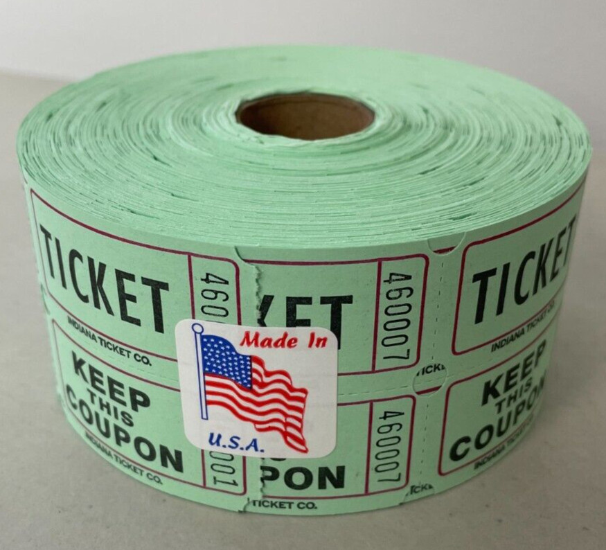 8 Roll Deal of Raffle Tickets 1000 Double Stub Tickets Each Roll