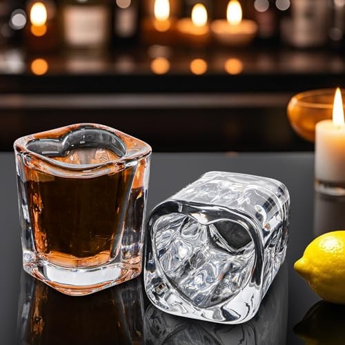 20 Pack 1.5 oz Shot Glasses Set, Cute Square Heart Shaped Shot Glasses Set,