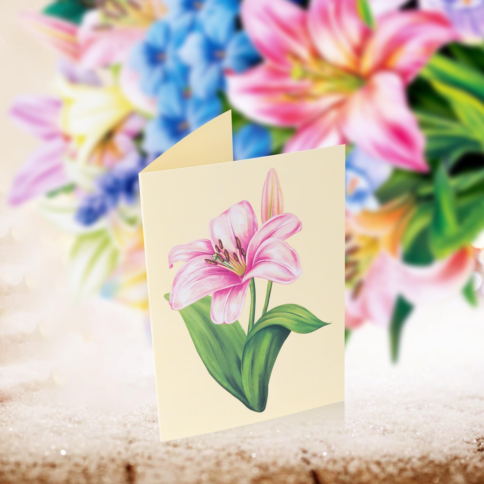 Airpark Pop Up Flower Bouquet Card for Women, 3D Floral 14 inch,