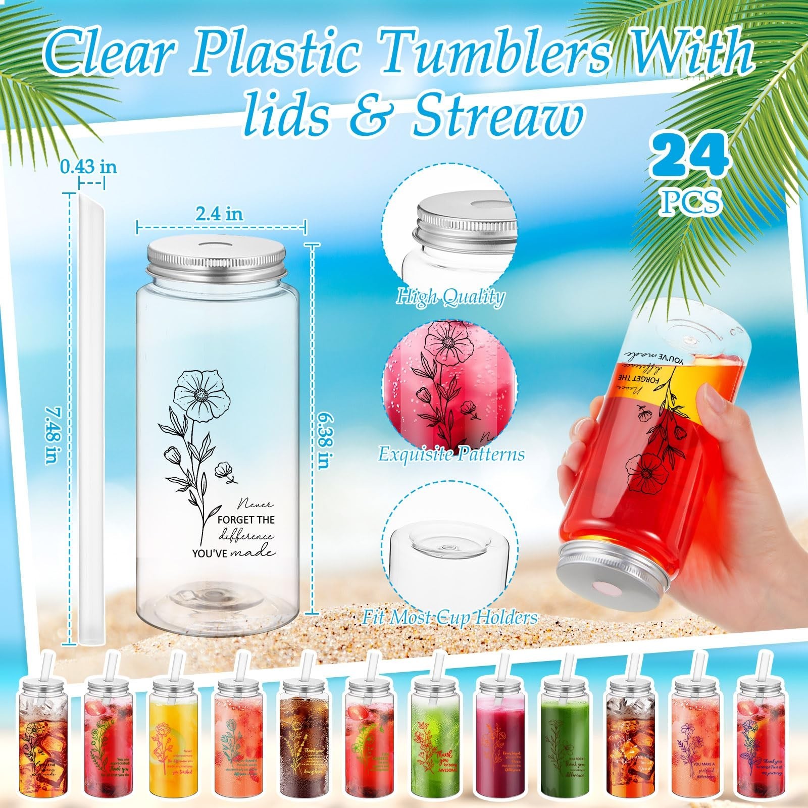 72 Pcs Employee Appreciation Gifts 13.5 oz Thank You Cups Bulk with Lids Stra…