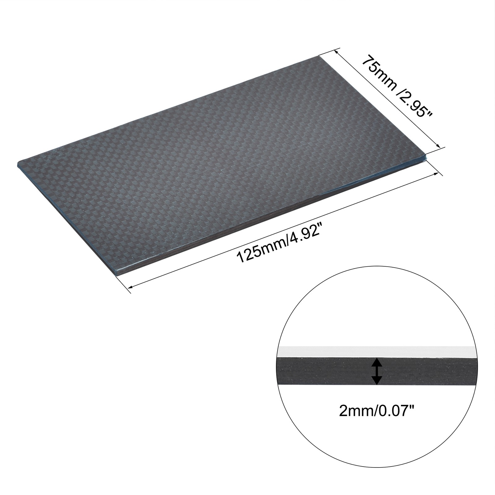 Carbon Fiber Sheets Panels 125mm x 75mm x 2mm (Normal Gloss)