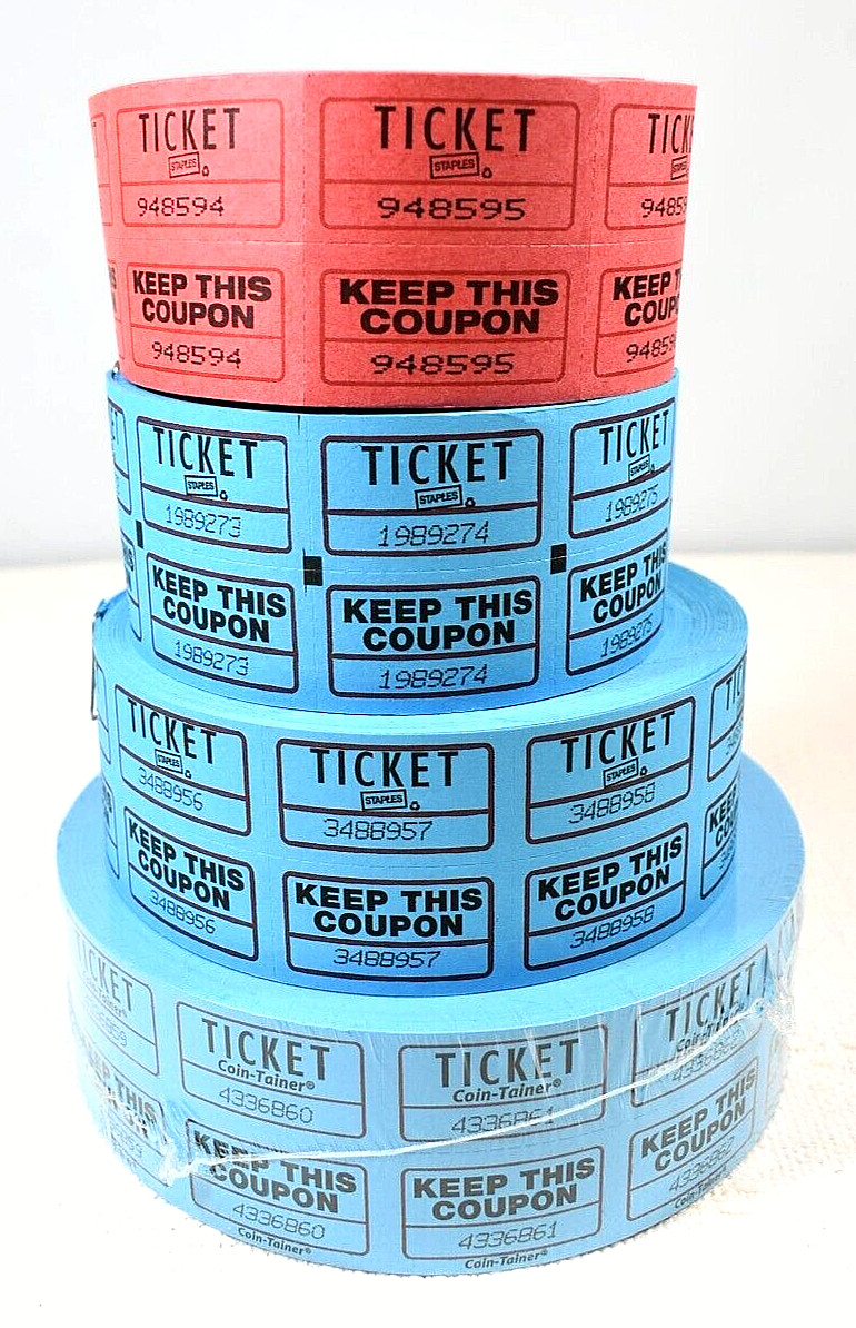 Raffle Tickets Event Double Rolls: 1 NEW 2000 Ticket Roll + 3 Various Used Rolls