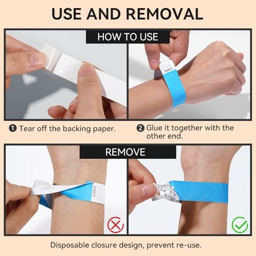 150PCS Paper Wristbands for Events Paper Wristbands Waterproof Green&blue&red