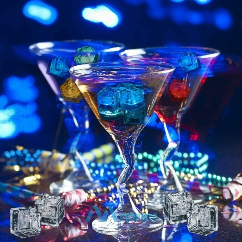 12~60Pcs Light up Ice Cubes for Drinks – Multi Color Fast Flashing Led Ice Cubes