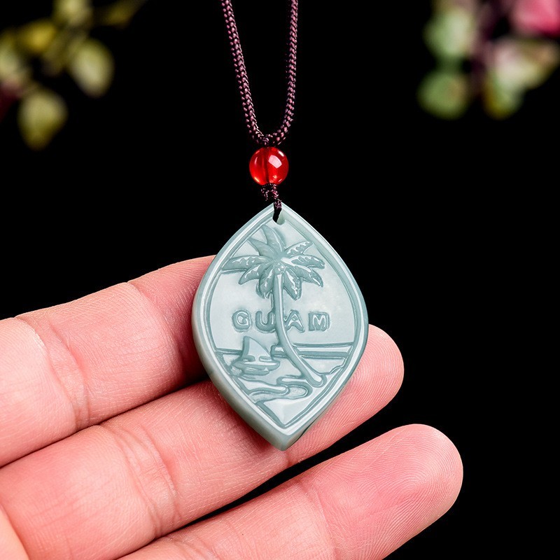 Jade Pendant Jadeite Travel Souvenir Gift Unisex Luck Amulet Handmade Carving