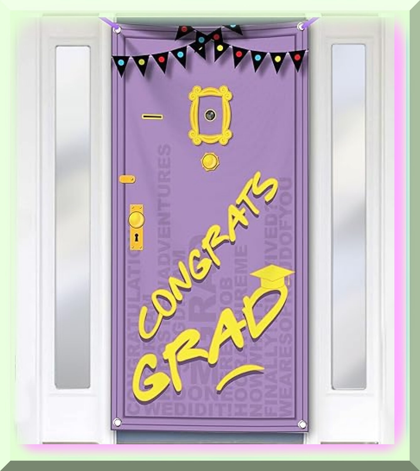 Purple Graduation Banner 74×36 inches with Ribbon