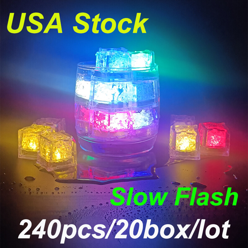 LED Ice Cubes for Drinks Glowing Slow Flash Light for Party Bar Christmas Lights
