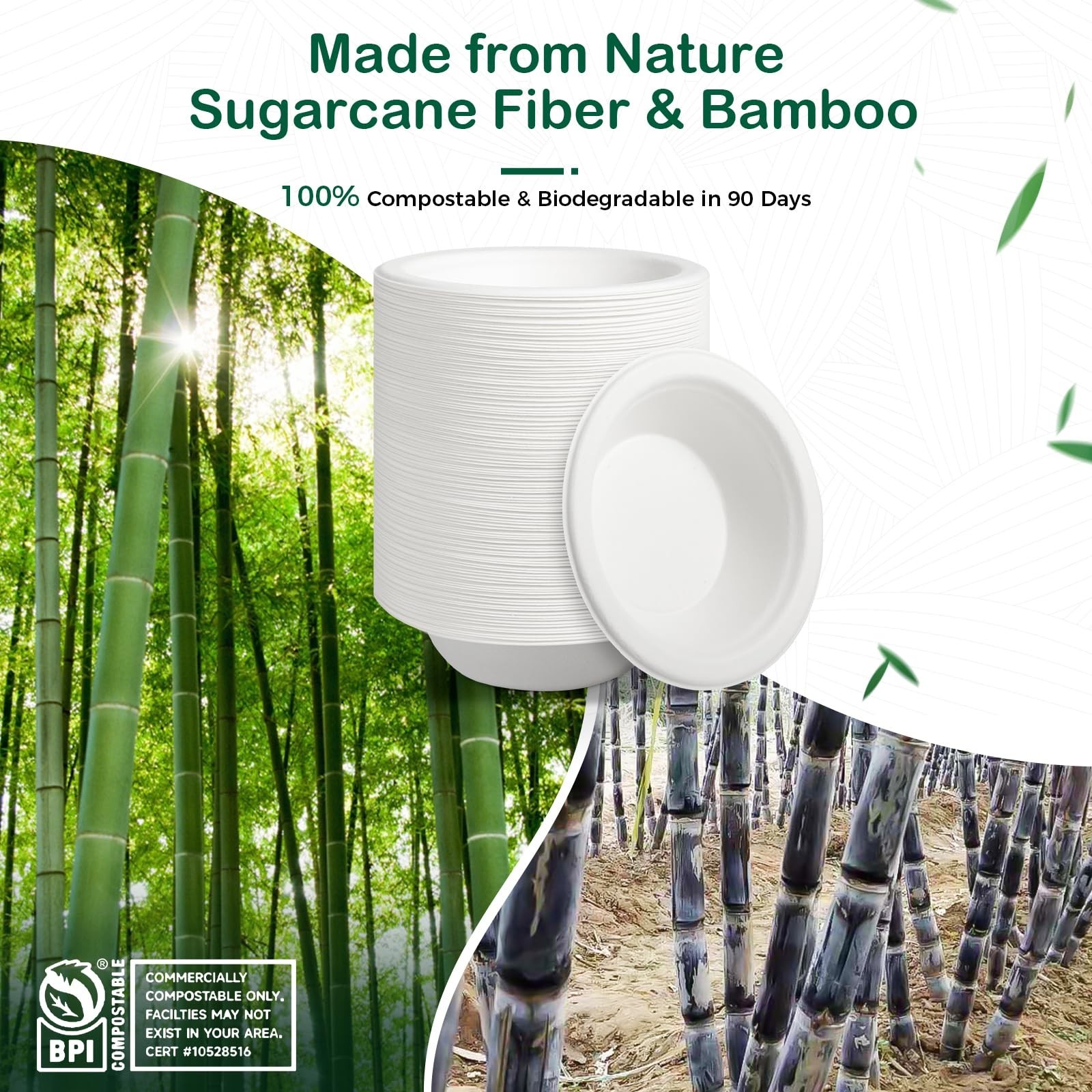 32 oz 68-Pack Large Compostable Paper Bowls, Disposable Meal Prep & Takeout B…