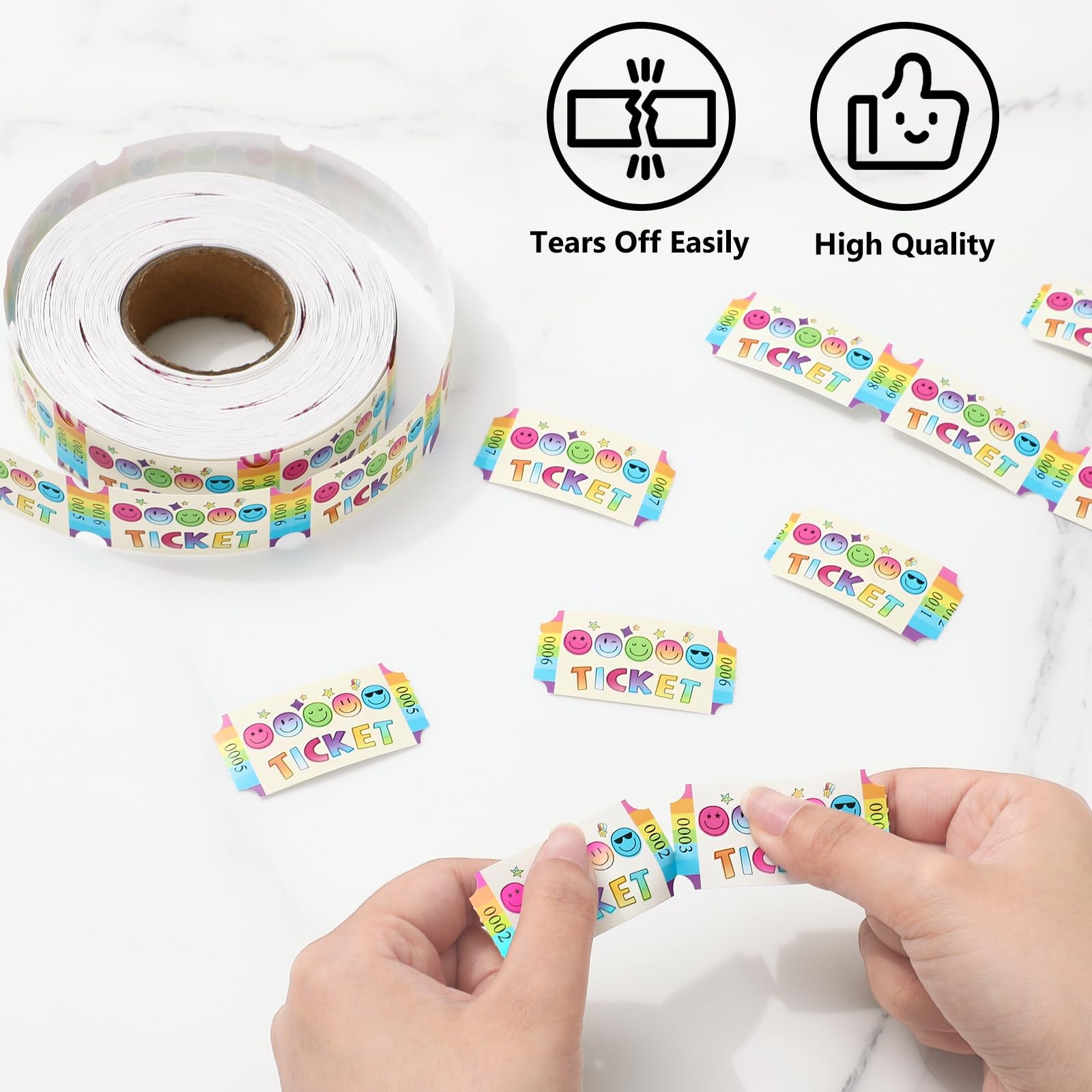 1 Roll 1000 PCS Smile Raffle Ticket 2×1 Inch Carnival Event Fundraiser Prize