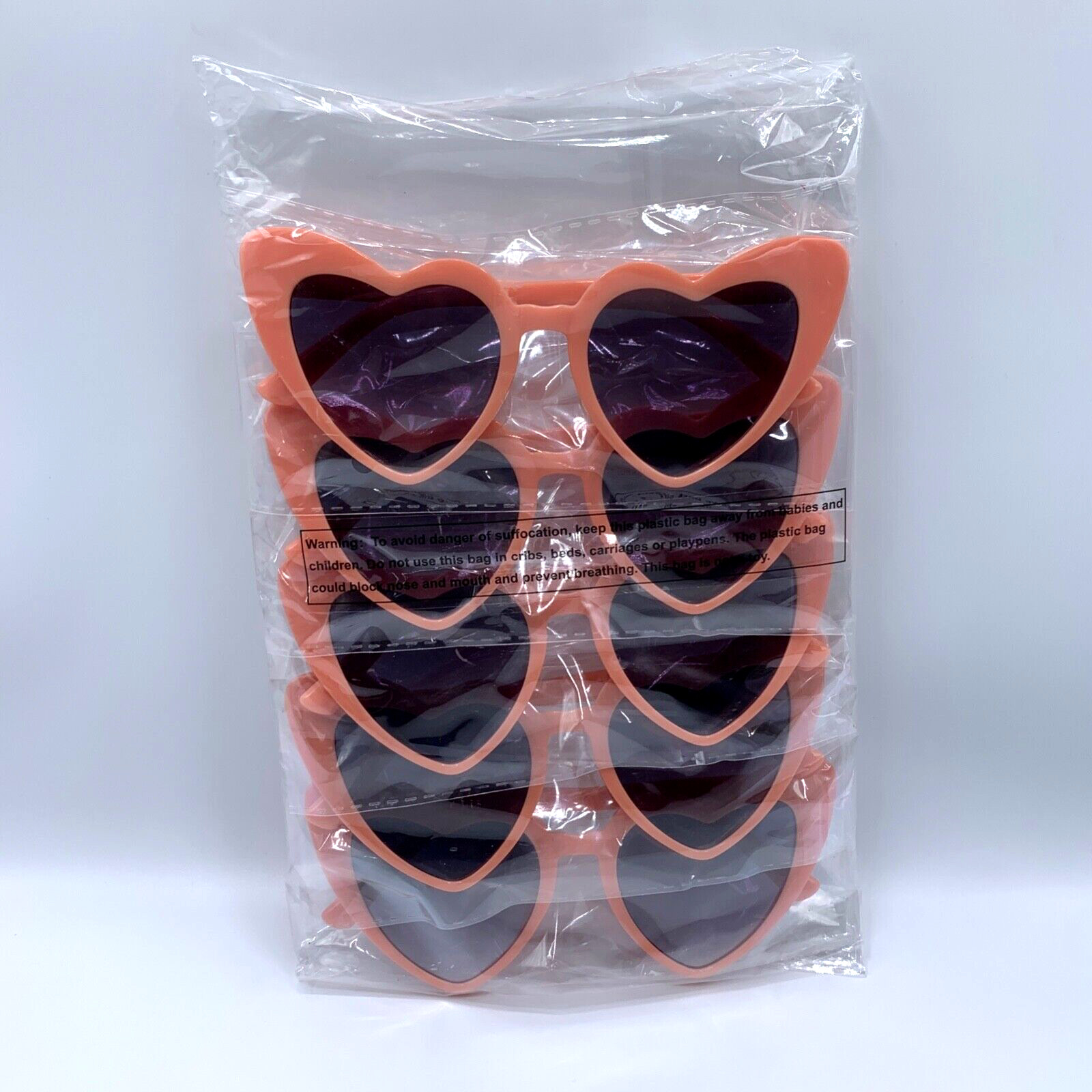 Set Of 5 Pink Sunglasses Heart-Shaped Retro Bachelorette Party Birthday Funky
