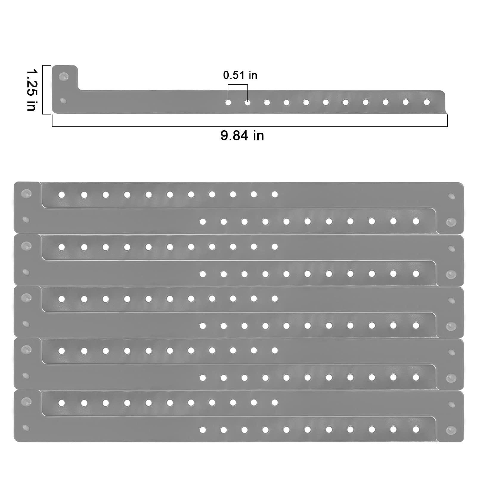 Plastic Party Silver Wristbands-100 Pack Colored Vinyl Wristbands for Events-