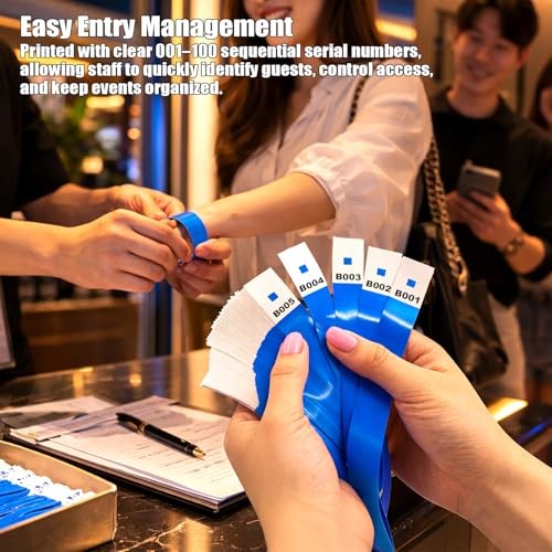 500 PCS Paper Wristbands for Events, 5 Colors Mixed Disposable Wristbands with