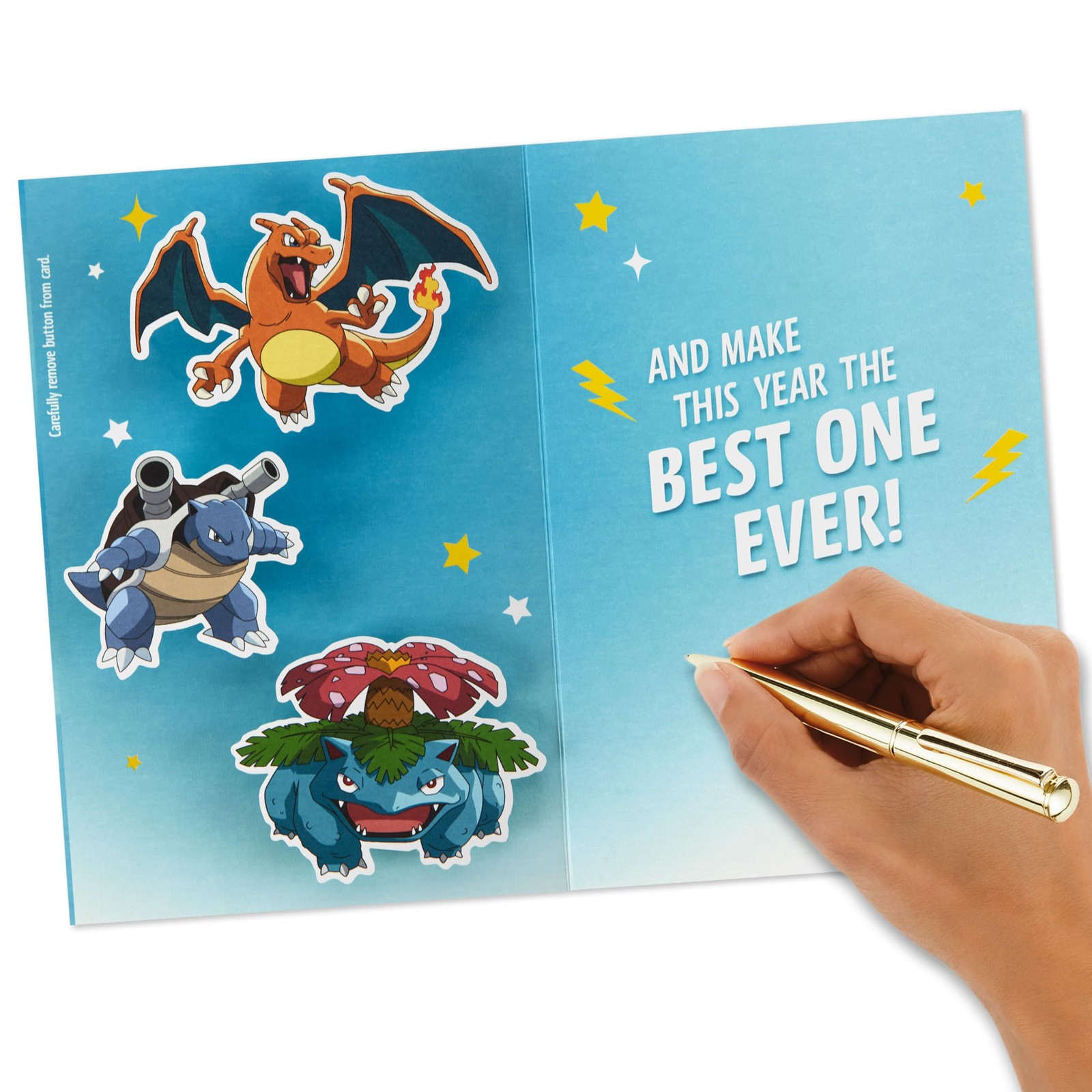 Hallmark Pokémon Kids Birthday Card with Button (Celebrate Like a 70, blue