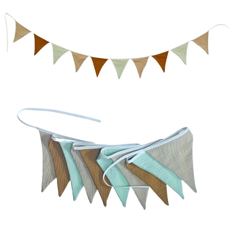 Nursery Room Cotton Bunting Banners Triangular Flags Garlands Home Party Decors