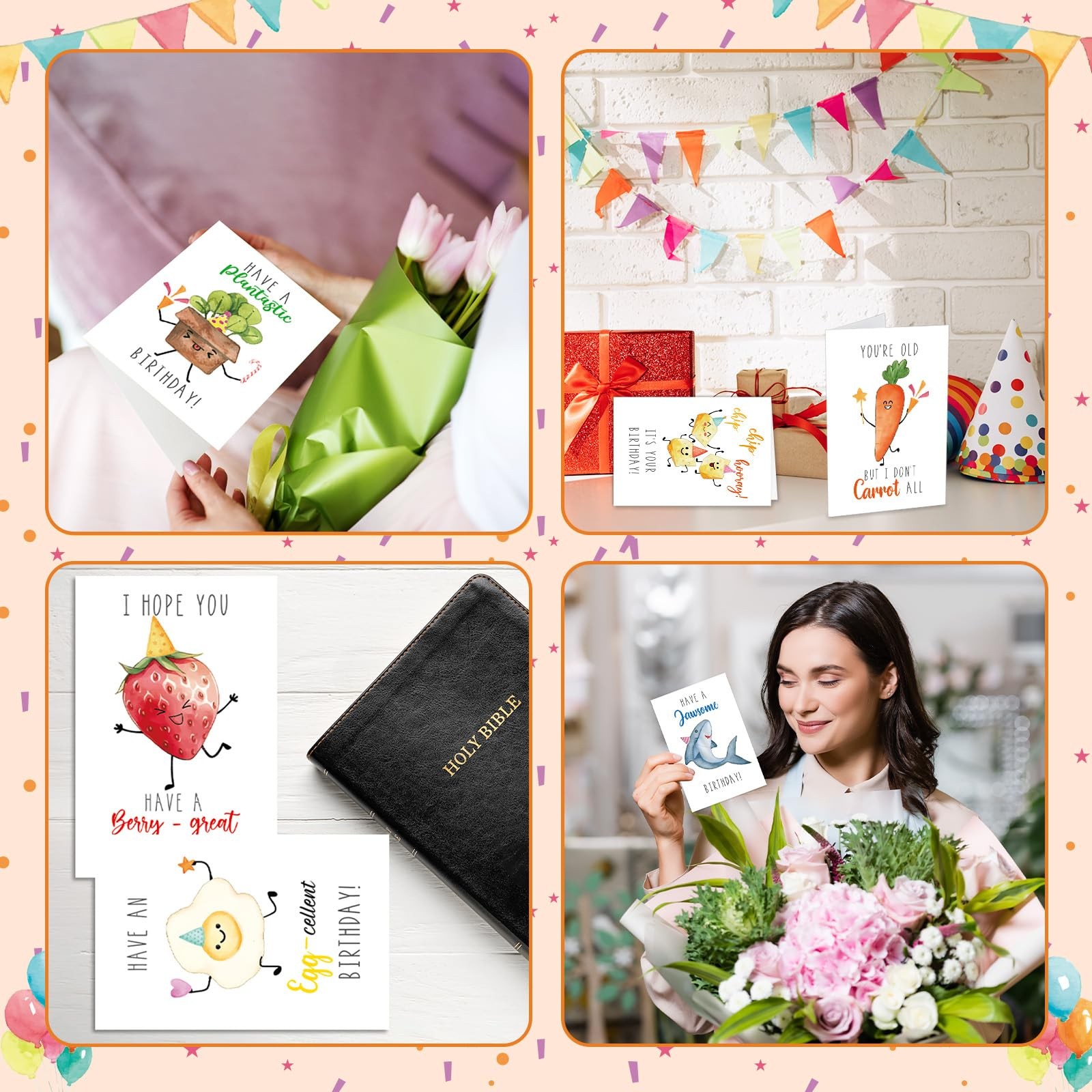 36 Pack Funny Birthday 6 x 4 inches (closed), 8 x 6 (open), multicolor