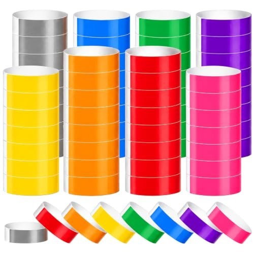 800 Pieces Colored Wristbands for Events Wrist Bands Paper Bracelets Waterproof