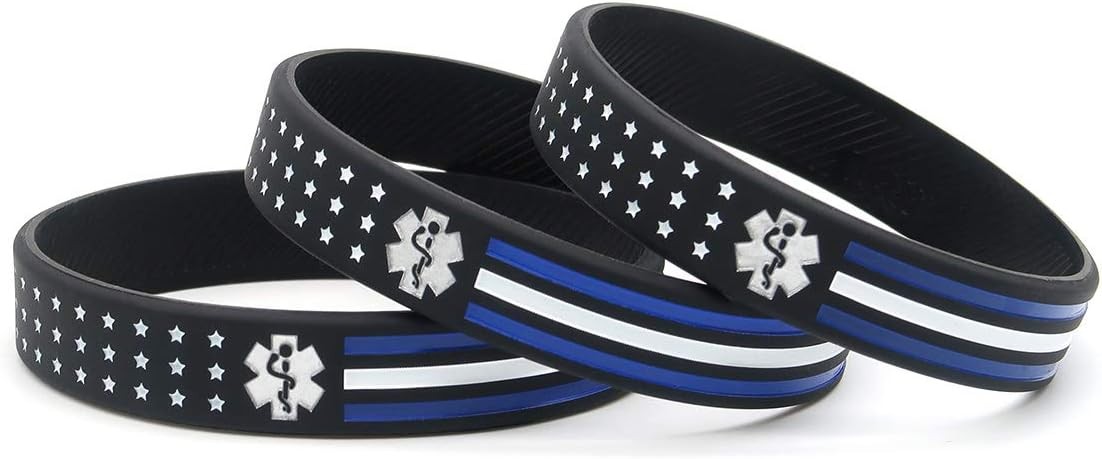Inkstone (6-pack) Thin White Line American Flag Bracelets for EMS Workers -…